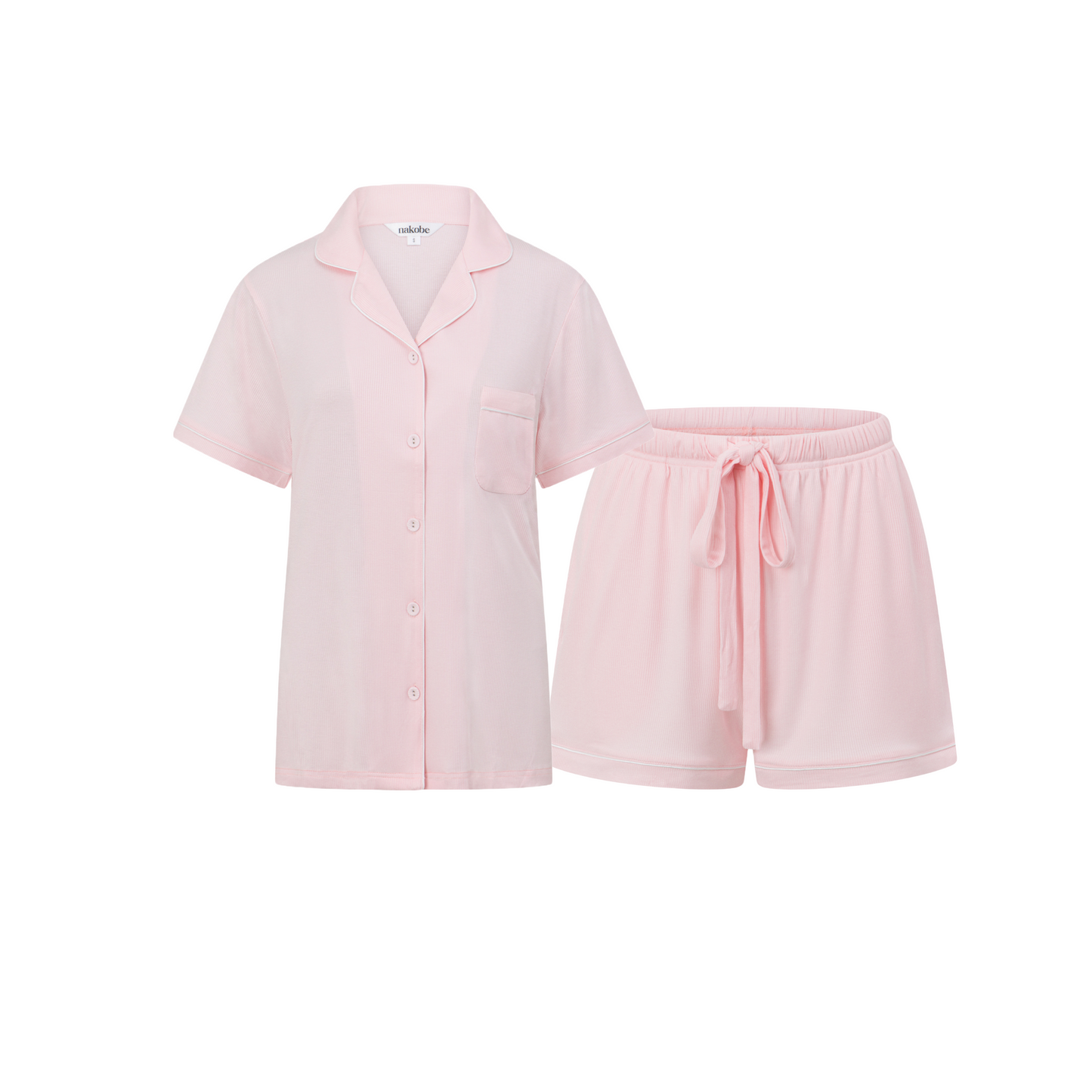 Pink Ribbed Short Set