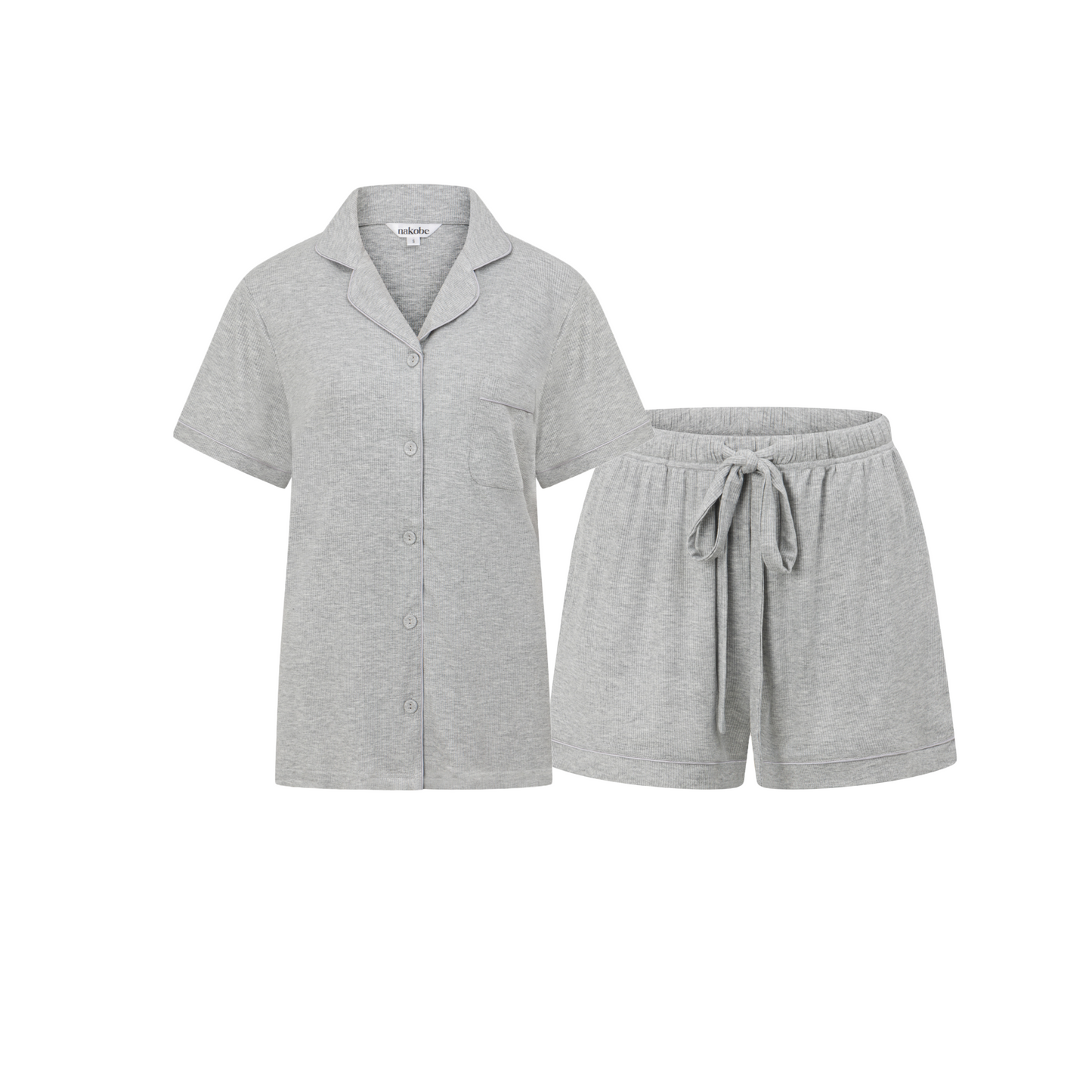 Grey Ribbed Short Set