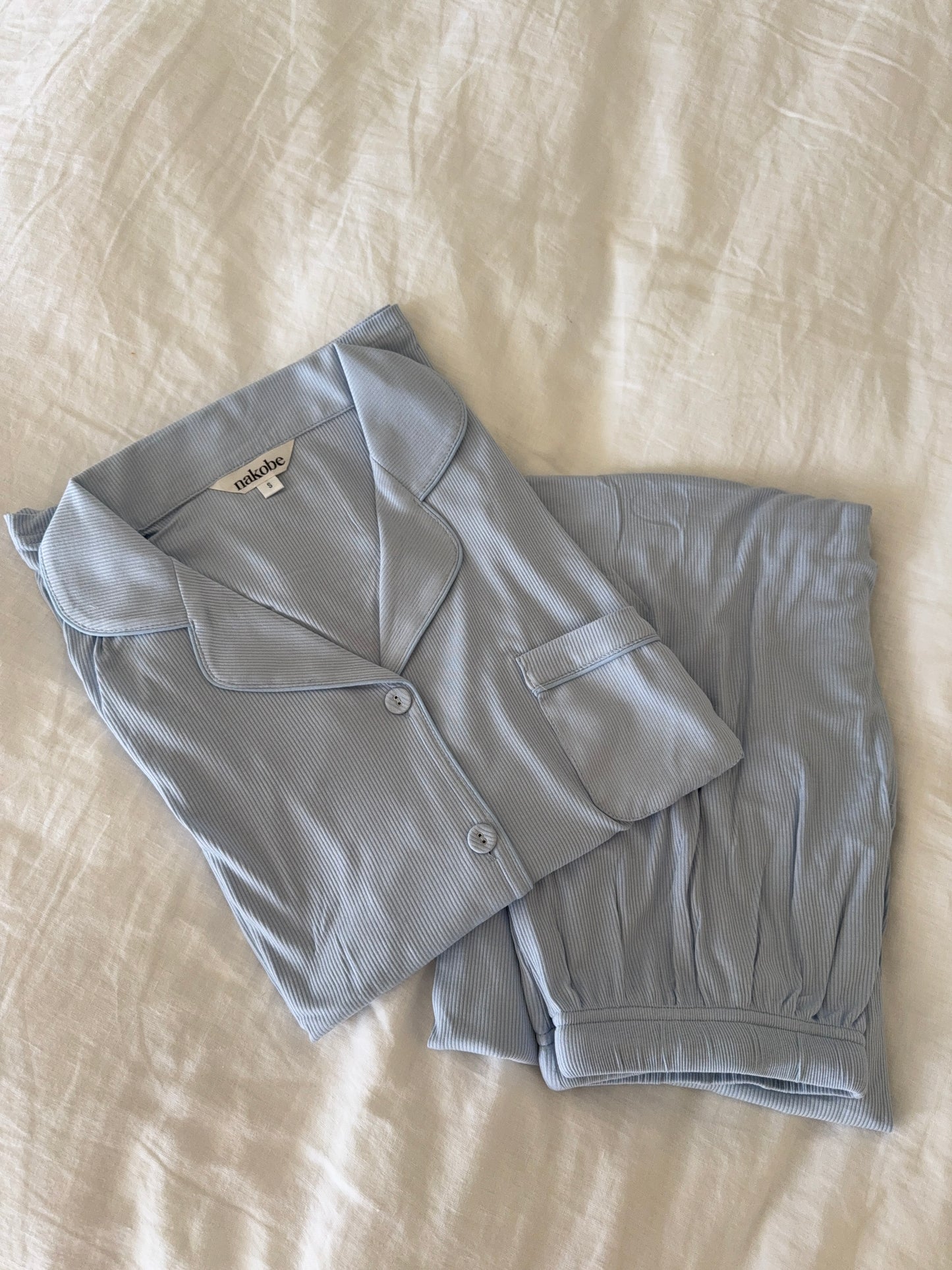 Dusty Blue Ribbed Set